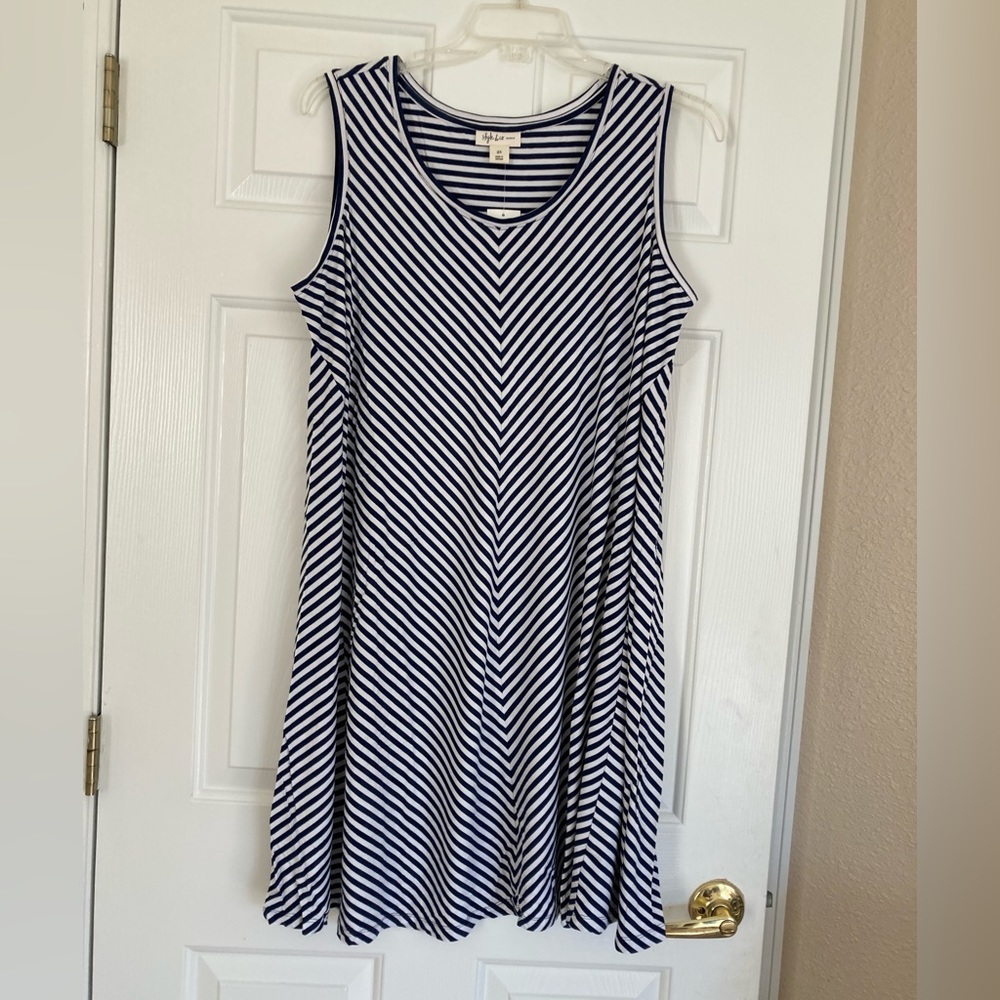 Style & Company Navy and White striped dress
